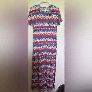 Lularoe Stars and Stripes maxi dress. Worn once. July 4th. Memorial Day.